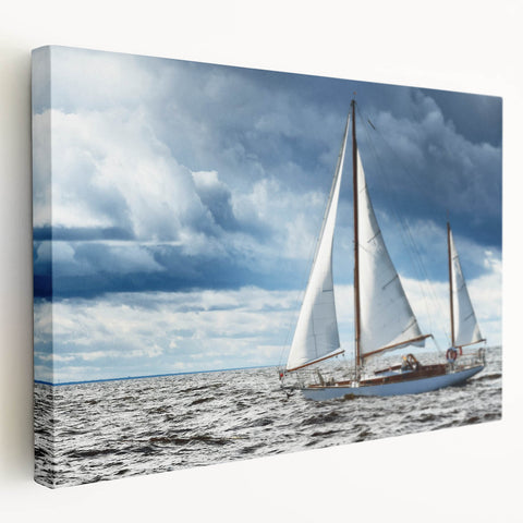 Stretched canvas featuring a serene Maine landscape in muted green and blue tones, ideal for kitchen wall art.