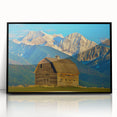 Large abstract wall art depicting Montana scenery in muted earth tones on a framed acrylic.