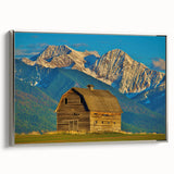 Landscape art painting of Montana scenery on framed canvas, featuring muted earth tones, ideal for living room decor.