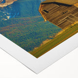 Art deco poster featuring a serene Montana landscape in muted earth tones on rolled canvas, suitable for dining room decor.