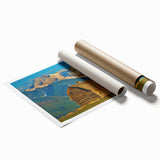 Extra large rolled print of Montana scenery with vibrant green and blue tones, ideal for classy bathroom wall art.