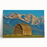 Black and white landscape photograph of Montana scenery on stretched canvas.