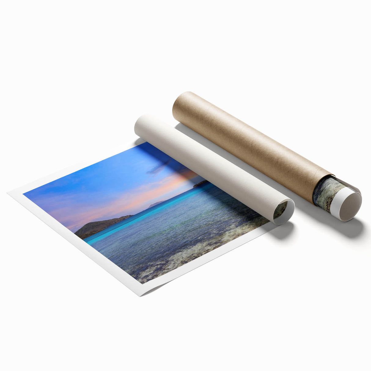 Extra large rolled print depicting a serene Charlotte, North Carolina scenery with muted green and blue tones.