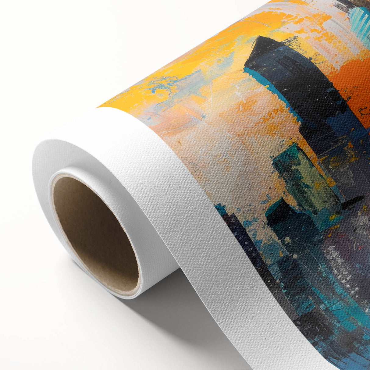 Art deco poster of Manhattan skyline in muted gray tones on rolled canvas, ideal for nursery wall art or dining room decor.