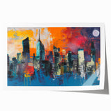 Extra large rolled print of Manhattan skyline in muted gray tones, suitable as art wall dining room decor.