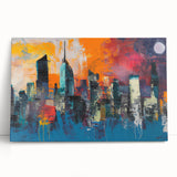 Black and white stretched canvas of Manhattan skyline, ideal for kitchen wall art or bedroom ambiance.