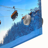 Mid-century modernist acrylic glass art of abstract Vermont scenery in earth tones, ideal for dining room decor.