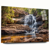 Large abstract wall art featuring vibrant hues of West Virginia scenery on acrylic glass.