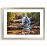 Textured abstract art print of West Virginia scenery in muted earth tones, framed with a silver mat.