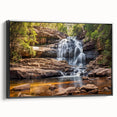 Black and white framed canvas featuring a vintage-style landscape of West Virginia, ideal for bedroom wall decor.