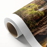 Art deco poster of West Virginia scenery in muted earth tones on rolled canvas, ideal for nursery wall art.