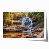 Scenic West Virginia landscape on rolled print, featuring lush greenery and flowers, ideal for art wall dining room.