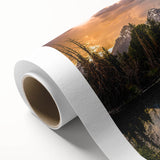 Art Deco poster of Grand Tetons with muted earth tones on rolled canvas, ideal for nursery wall art.