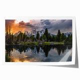 Rolled print of Grand Tetons scenery with muted earth tones, ideal for art wall dining room.