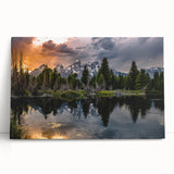Black and white stretched canvas of Grand Tetons scenery, ideal for kitchen wall art or bedroom ambiance.