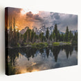 Scenic view of the Grand Tetons in Wyoming on a large stretched canvas, using natural and green tones.