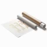 Rolled print of a minimalist floral design in warm autumn tones, suitable for classy bathroom or large living room decor.