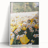 Art Deco poster featuring a spring theme with pastel shades on a white framed acrylic, ideal for nursery wall art.