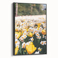 Black and white vintage poster art on canvas, depicting a spring landscape, ideal for bedroom decor.