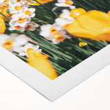 Art deco poster featuring a stylized spring scene with pastel colors on a rolled canvas.