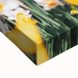 Black and white landscape painting on large stretched canvas, depicting a serene spring scene.