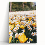 Black and white large floral print on stretched canvas, ideal for kitchen wall art or bedroom décor.