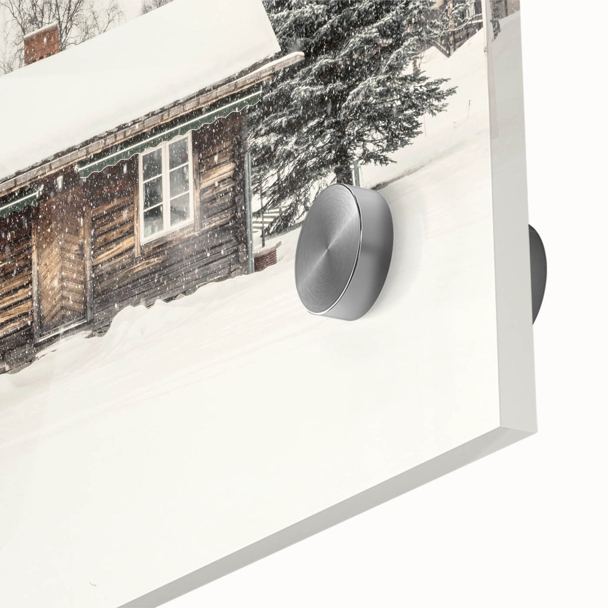 Large abstract wall art featuring cool winter tones on acrylic glass.