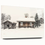 Winter-themed large abstract wall art on acrylic glass, featuring cool blue and white tones.