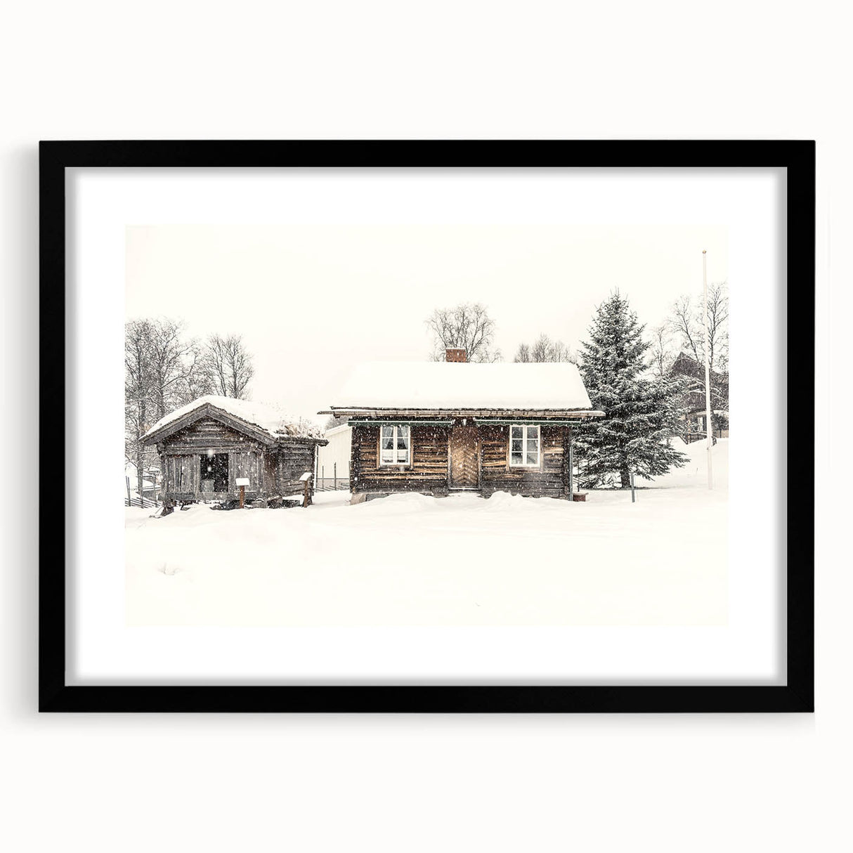 Abstract art print featuring textured swirls in vibrant winter colors on a large canvas, framed in black.