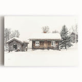 Winter tree landscape in black and white on large stretched canvas, suitable for kitchen wall art.