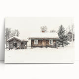 Winter tree landscape in black and white on large stretched canvas, ideal for kitchen wall art or bedroom decor.
