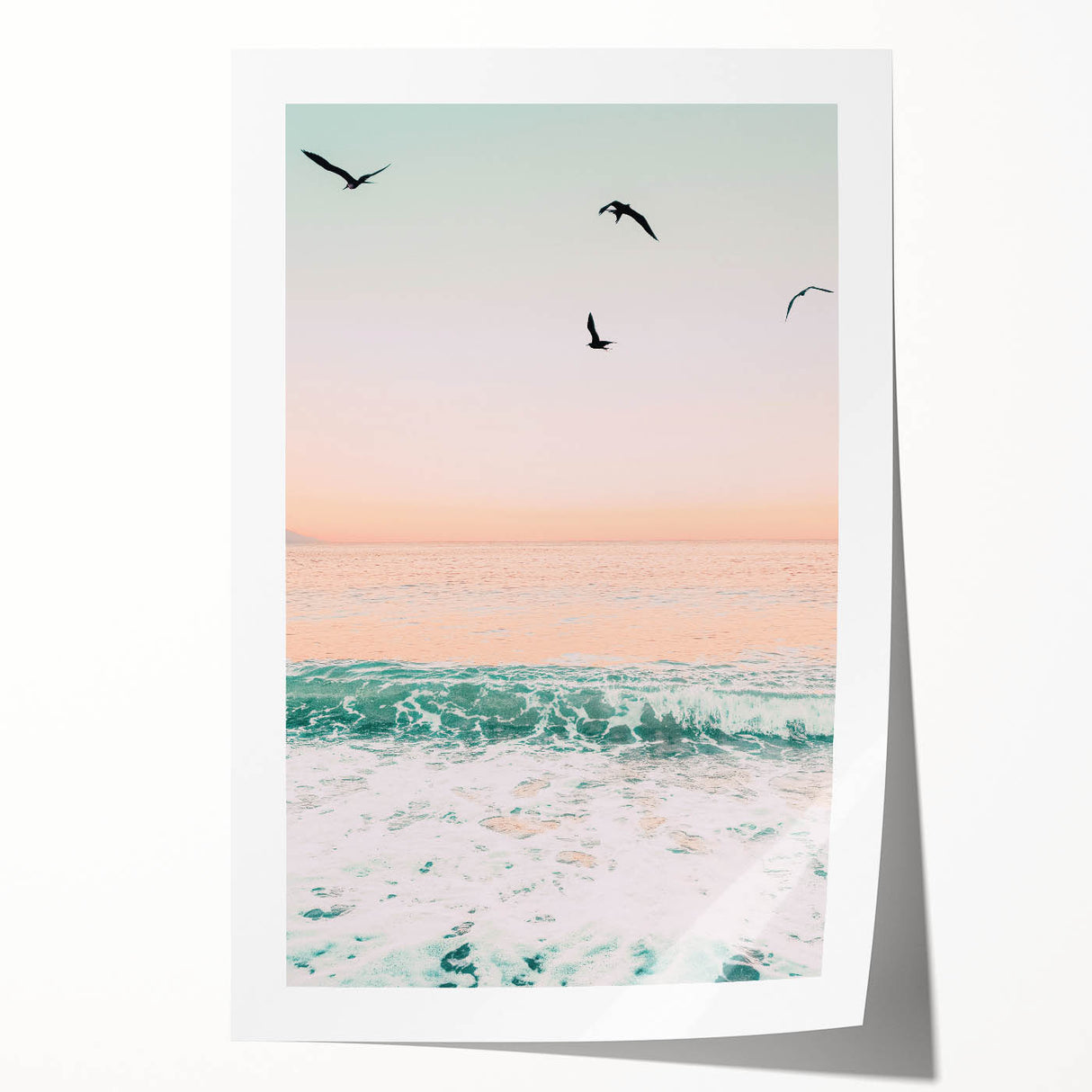 Extra large rolled canvas print featuring a floral design in pastel shades, suitable for art wall dining room or bathroom.