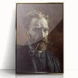 Large acrylic print of a Van Gogh-inspired scene in gold and blue tones, framed, suitable for modern nursery decor.