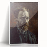 Art deco poster of a stylized cityscape in muted gold and black on a framed acrylic.