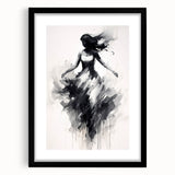 Graceful Abstract Dancer Wall Art – Black & White Canvas Print