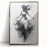 Graceful Abstract Dancer Wall Art – Black & White Canvas Print
