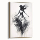 Graceful Abstract Dancer Wall Art – Black & White Canvas Print