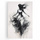 Graceful Abstract Dancer Wall Art – Black & White Canvas Print