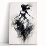 Graceful Abstract Dancer Wall Art – Black & White Canvas Print