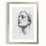 Abstract figurative art framed with a silver mat, showcasing a modern design ideal for contemporary home decor. Perfect for adding sophistication to any room.