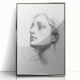 Framed acrylic artwork showcasing an abstract figurative design with silver accents, perfect for modern home decor. Ideal for adding a contemporary touch to living spaces.