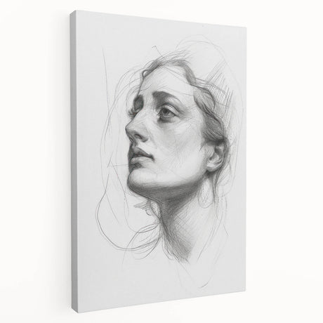 Abstract figurative stretched canvas artwork showcasing vibrant colors and dynamic shapes, viewed from the side to highlight its depth and texture. Ideal for modern decor, this piece adds a contemporary touch to any space.