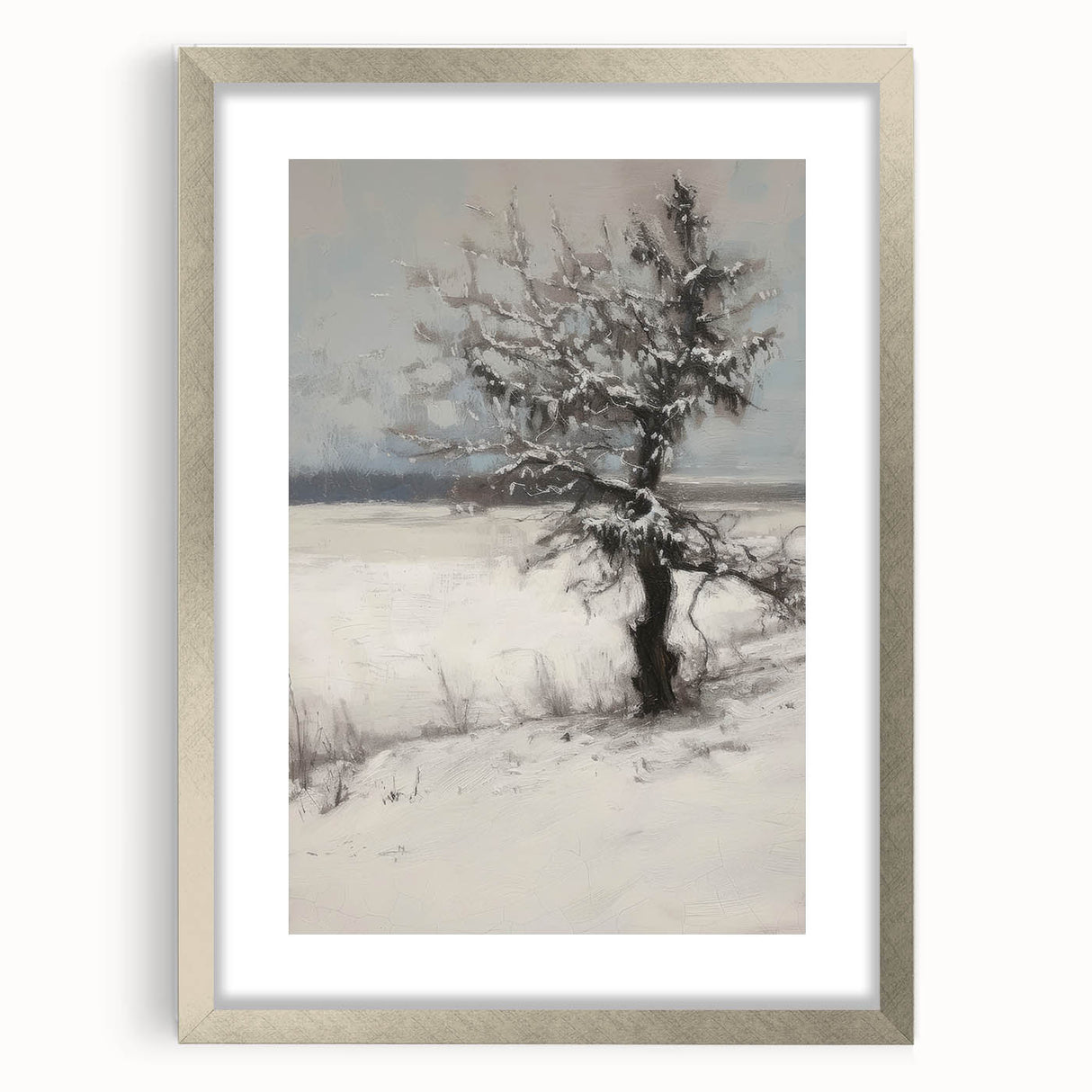 Elegant silver-framed abstract floral artwork displayed elegantly within a mat, showcasing vibrant colors and intricate details, ideal for modern home decor.