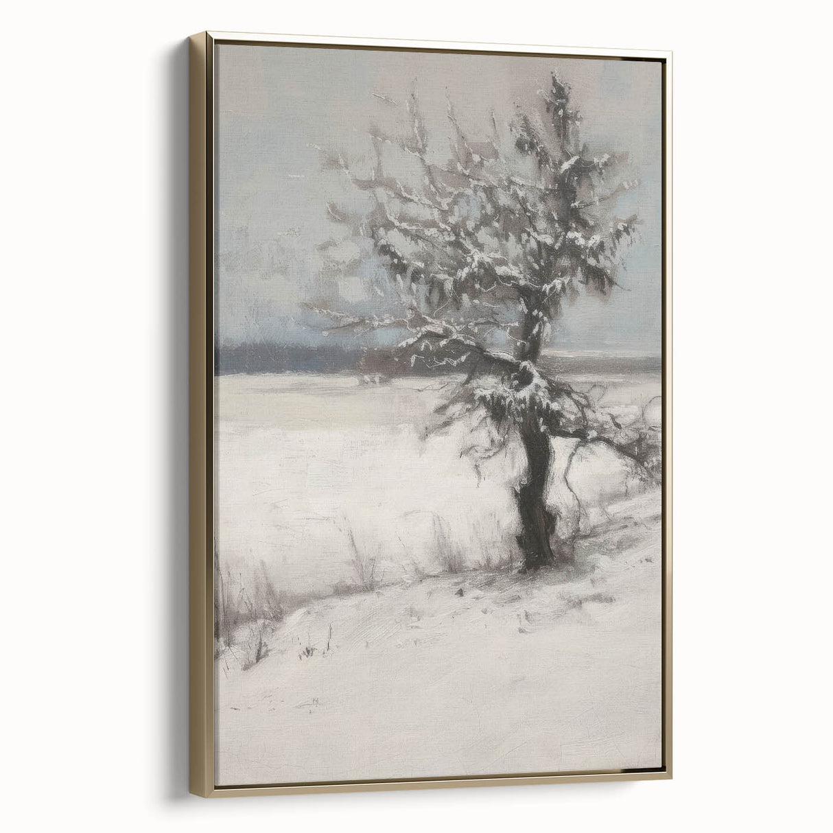 Framed canvas artwork showcasing an abstract floral design in vibrant colors with a gold frame, elegantly displayed from a side view, perfect for modern home decor.