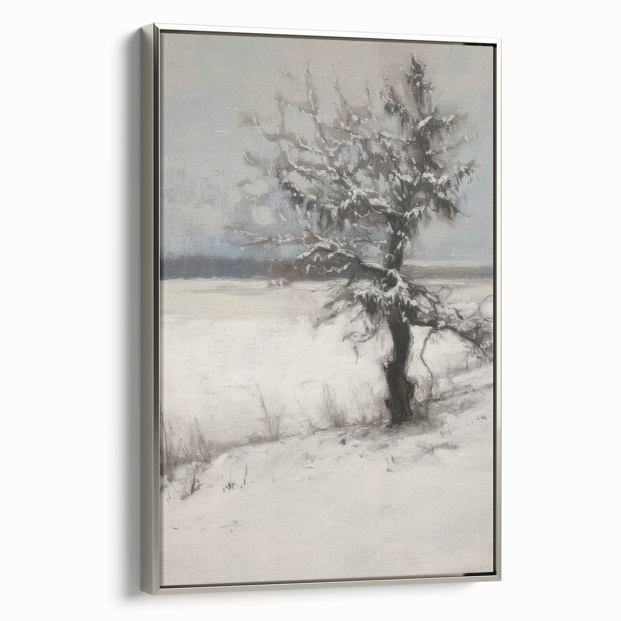 Framed canvas artwork showcasing abstract florals in vibrant colors, presented with a sleek silver frame, ideal for modern home decor accents.