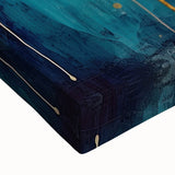 Close-up of a vibrant abstract floral design on stretched canvas, showcasing rich colors and intricate details, perfect for enhancing modern home decor.