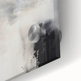 Close-up of abstract minimalist wall art design on acrylic glass, showcasing soft pastel colors and geometric shapes, perfect for modern home decor.