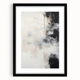 Abstract minimalist wall art framed in black with a white mat, showcasing geometric shapes and soft color tones, perfect for modern home decor.