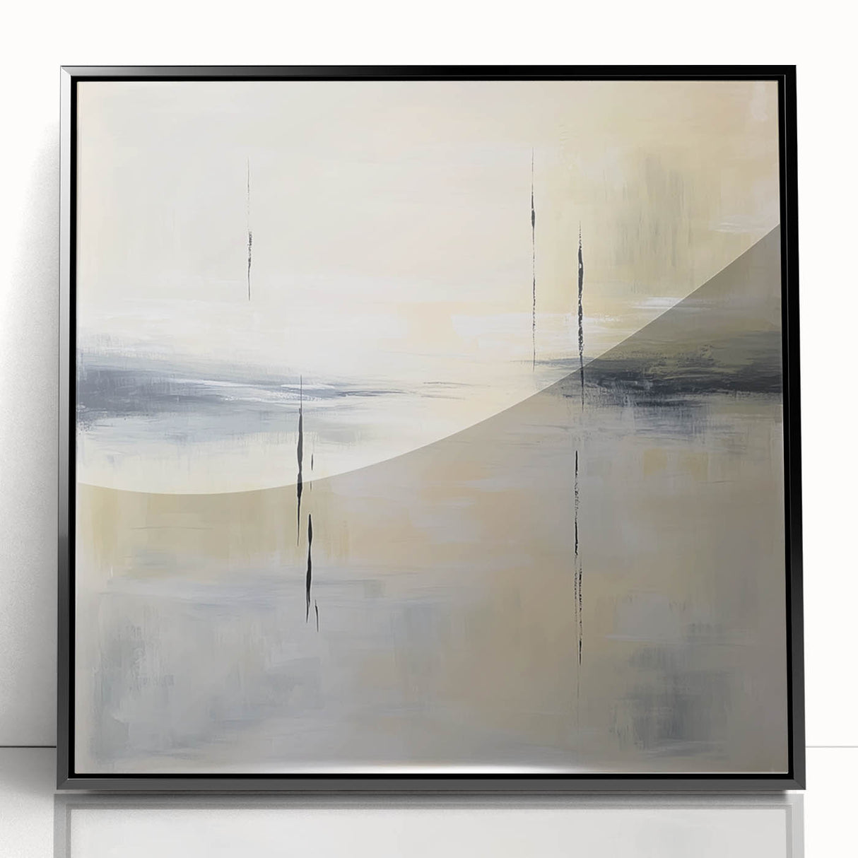 Geometric Abstract Wall Decor – Beige and Gray Modern Canvas