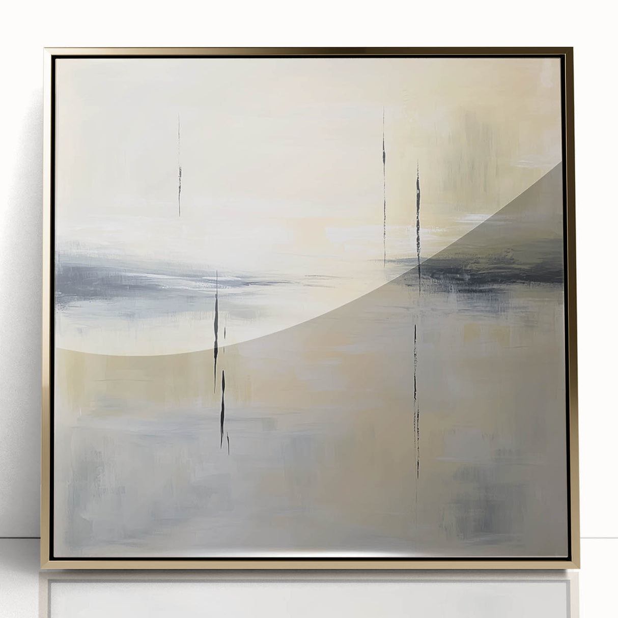 Geometric Abstract Wall Decor – Beige and Gray Modern Canvas